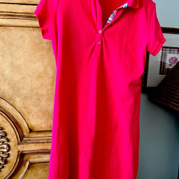 Lands' End Dresses & Skirts - Lands End polo dress. Pink with plaid lining. Size m/p 10-12
